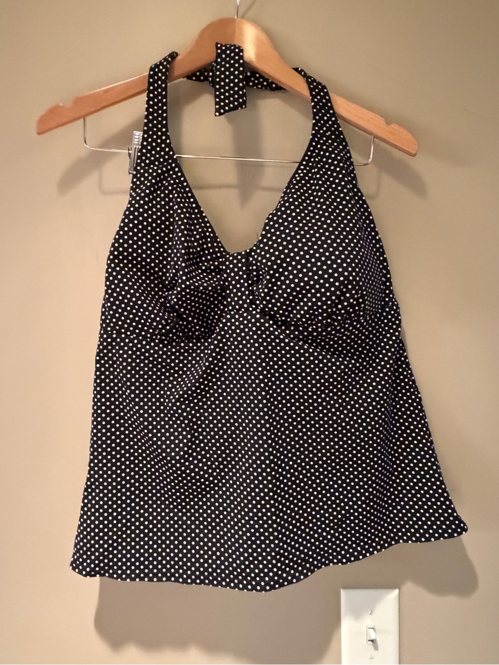 Land’s End Black Polka Dot Halter Tankini Swim Top 16